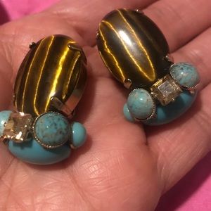 Philippe Ferrandis tiger eye earrings